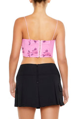 Ruffle Rose Print Cropped Cami