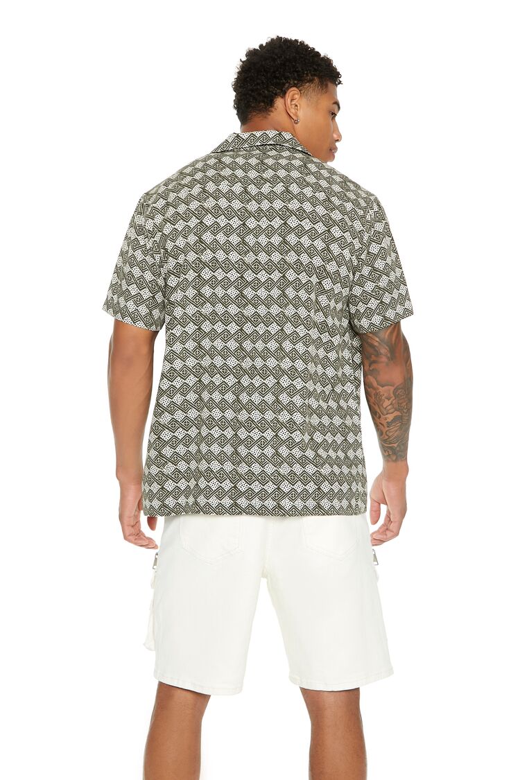 Geo Print Cuban-Collar Shirt