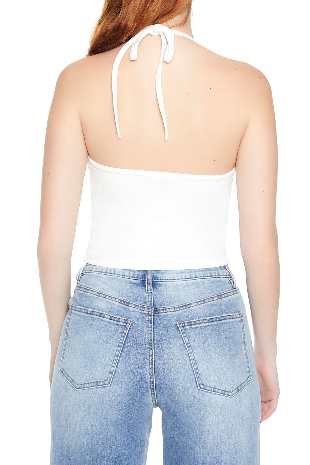 Rosette Lace-Trim Halter Top