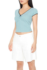 Cropped Gingham Bow Tee