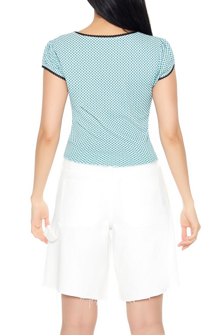 Cropped Gingham Bow Tee