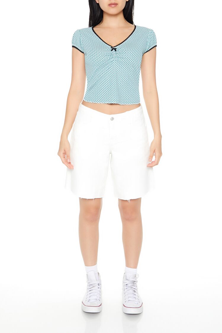 Cropped Gingham Bow Tee