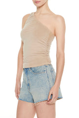 Ruched One-Shoulder Tank Top