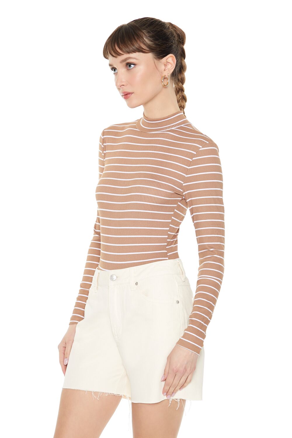 Striped Mock Neck Bodysuit