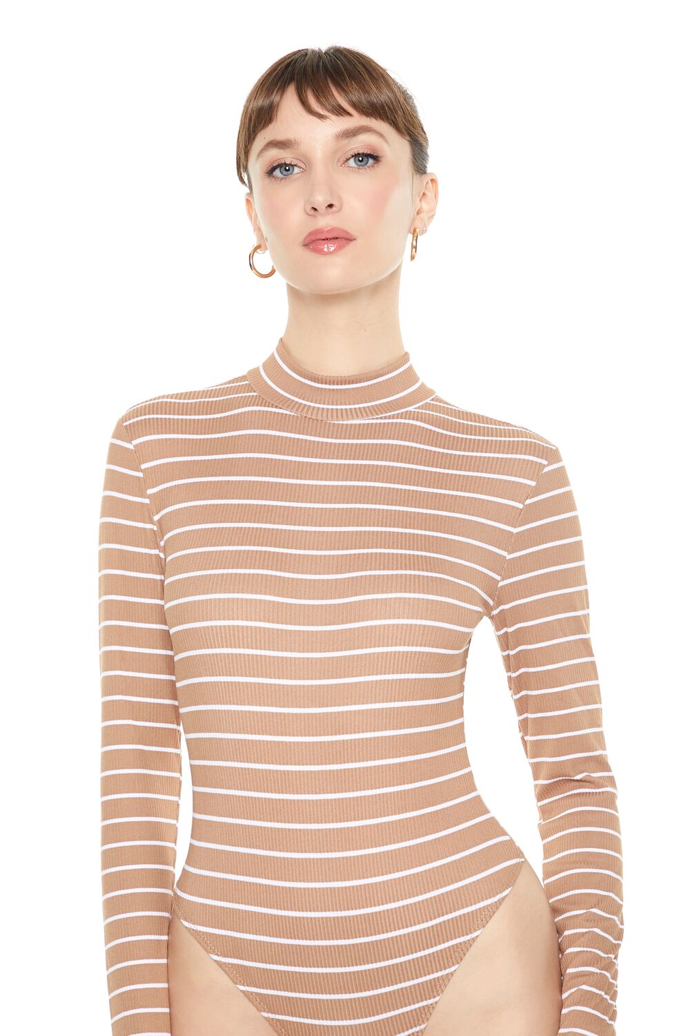 Striped Mock Neck Bodysuit