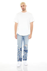 Frayed Patchwork Slim-Fit Jeans