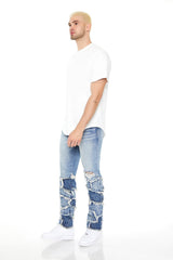 Frayed Patchwork Slim-Fit Jeans