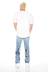 Frayed Patchwork Slim-Fit Jeans