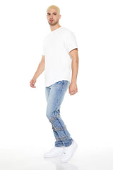 Grommet Cutout Slim-Fit Jeans
