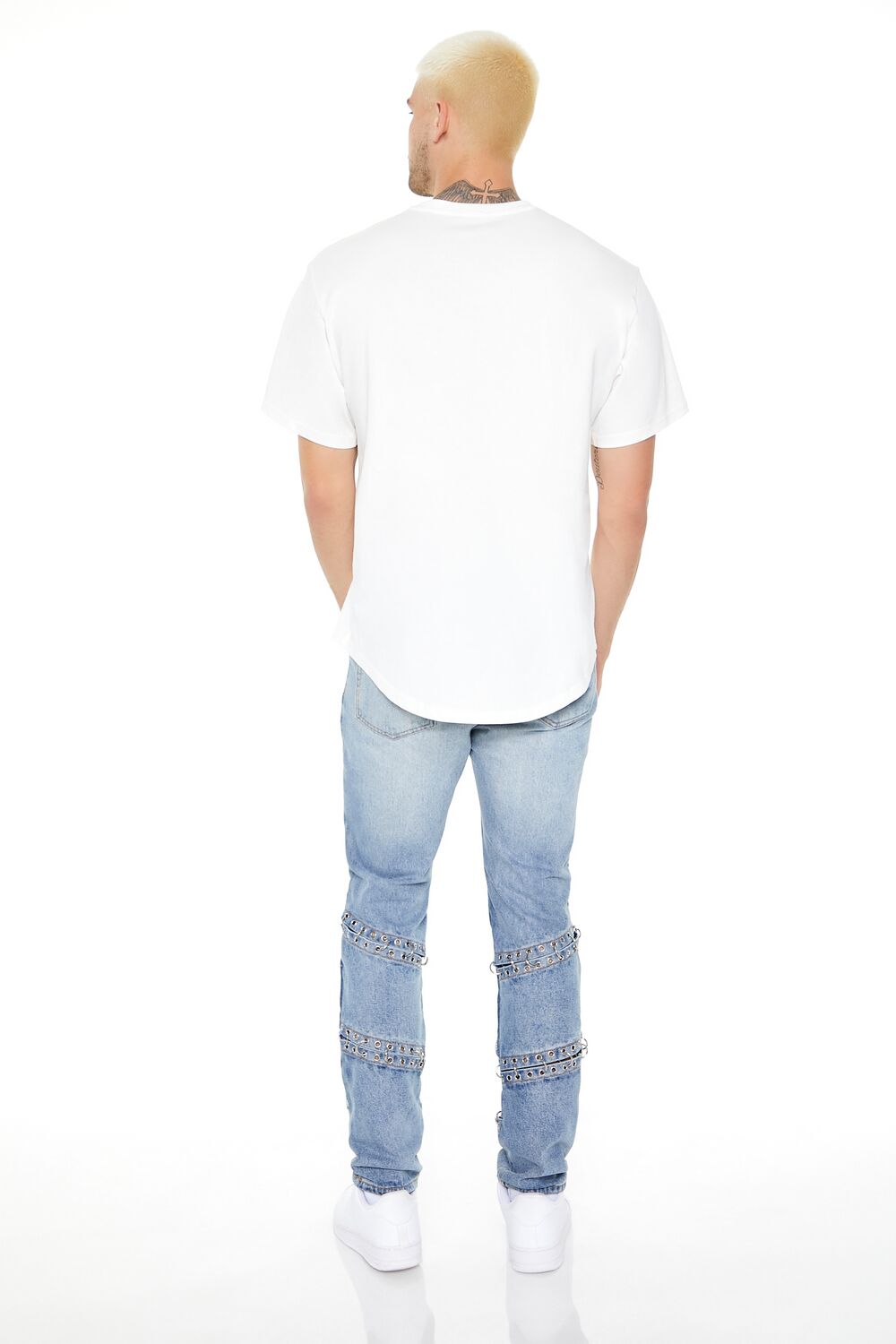 Grommet Cutout Slim-Fit Jeans