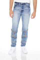 Grommet Cutout Slim-Fit Jeans