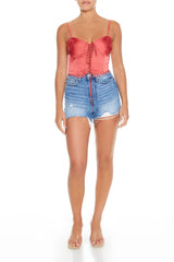 Satin Lace-Up Bustier Cami