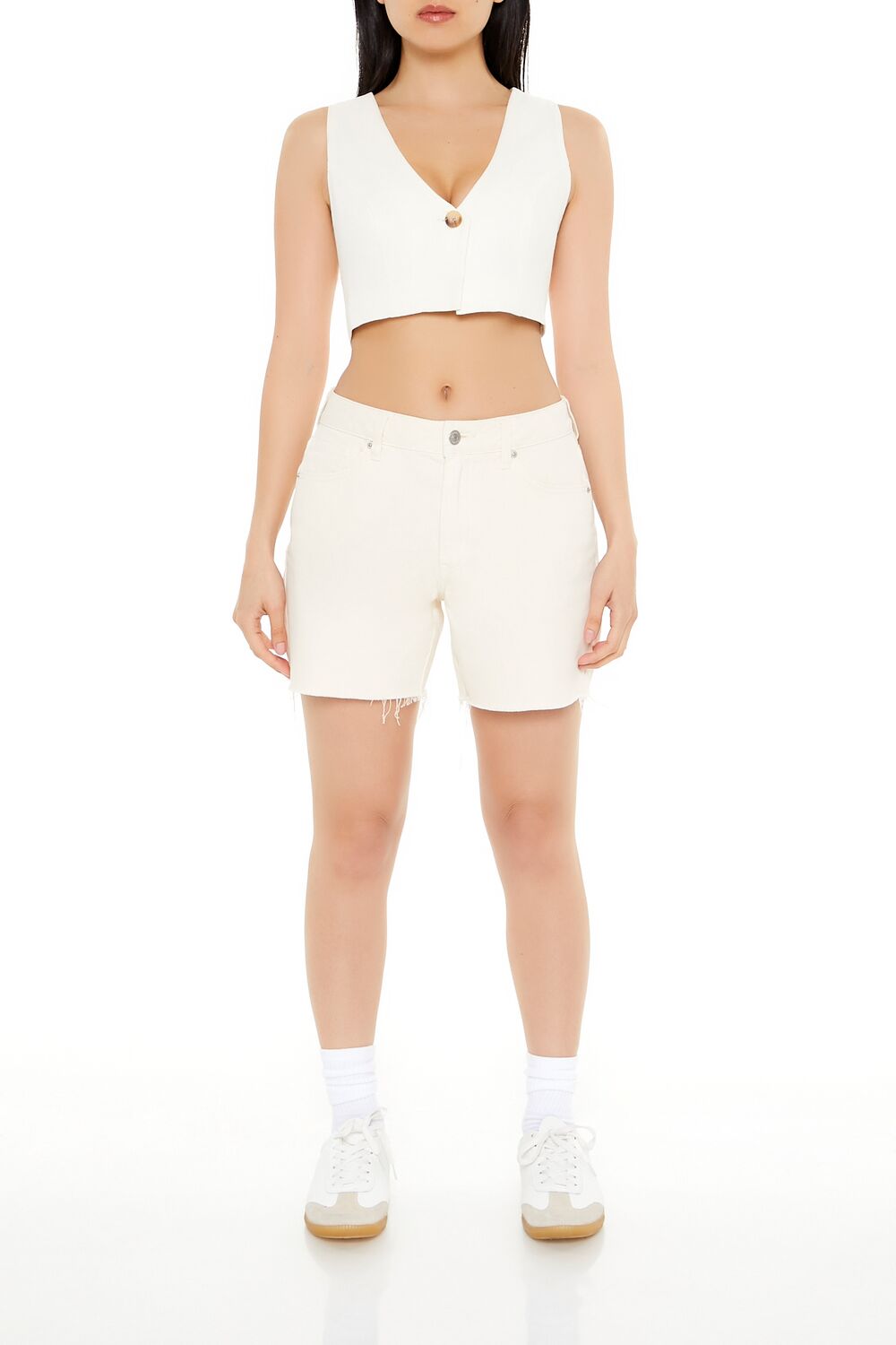 Sleeveless Linen-Blend Crop Top