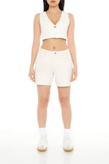 Sleeveless Linen-Blend Crop Top