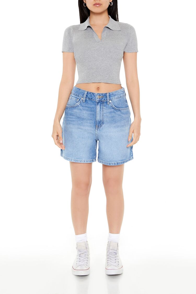 Ribbed Sweater-Knit Crop Top