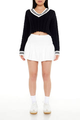 Cropped Cable Knit Sweater