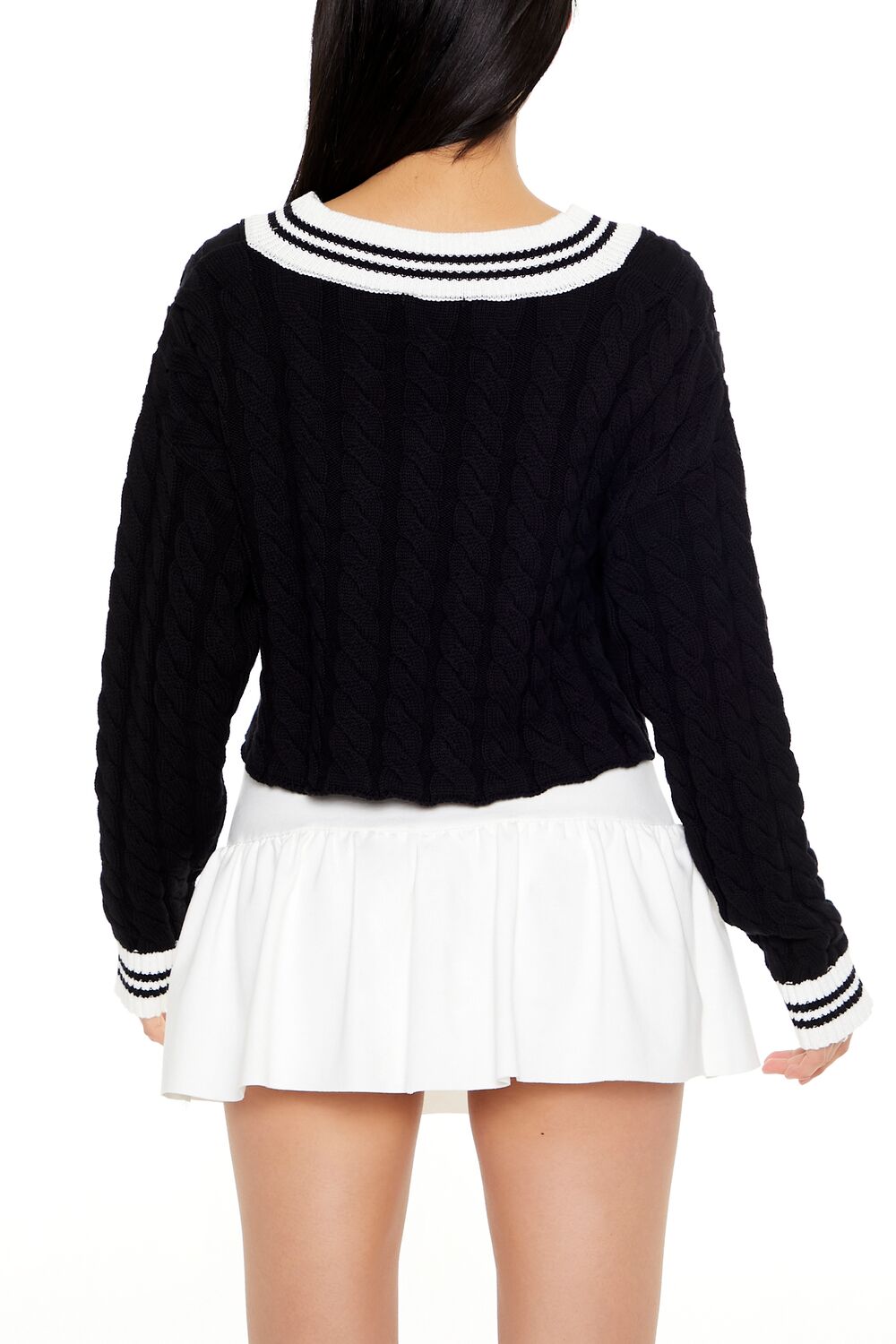 Cropped Cable Knit Sweater