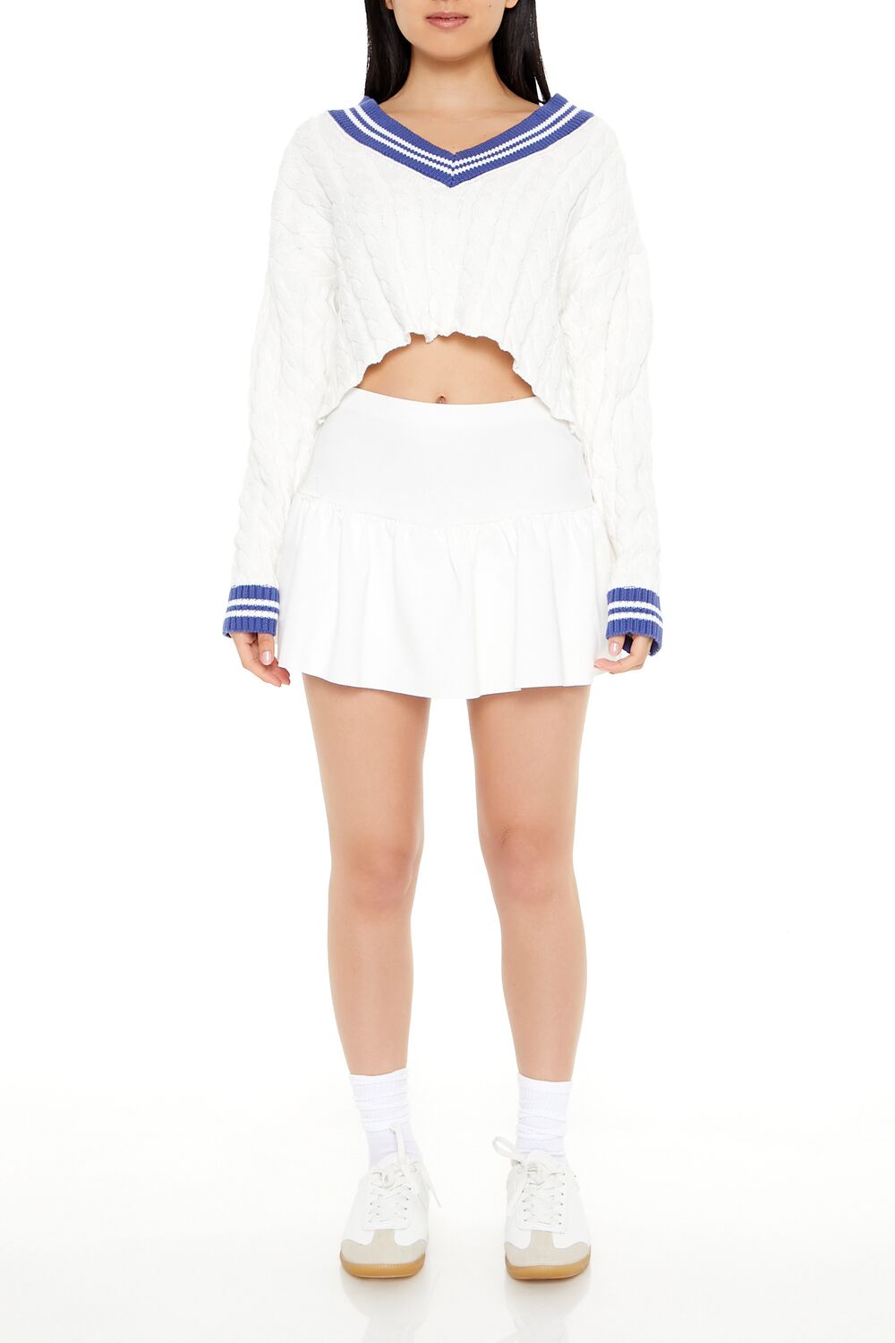 Cropped Cable Knit Sweater