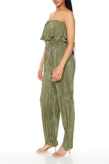 Strapless Plisse Flounce Jumpsuit