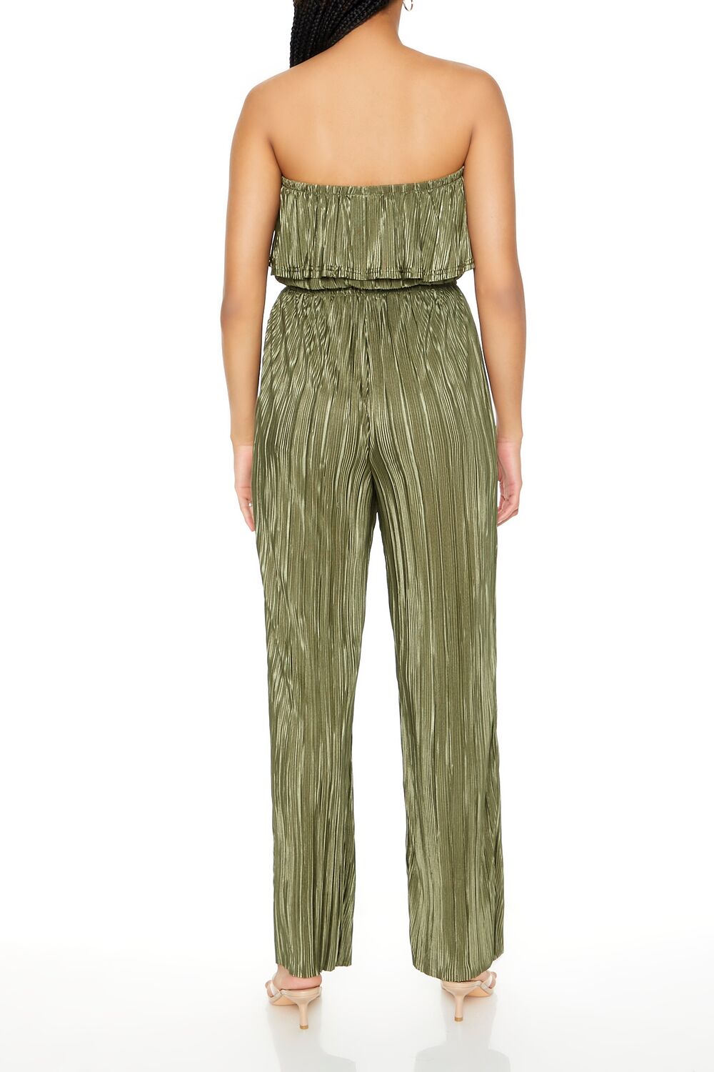 Strapless Plisse Flounce Jumpsuit