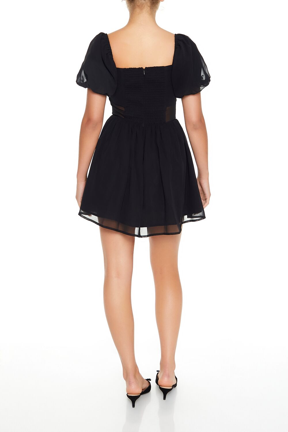 Puff-Sleeve Babydoll Mini Dress