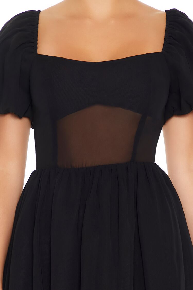 Puff-Sleeve Babydoll Mini Dress