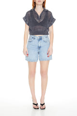 Sweater-Knit Netted Pullover