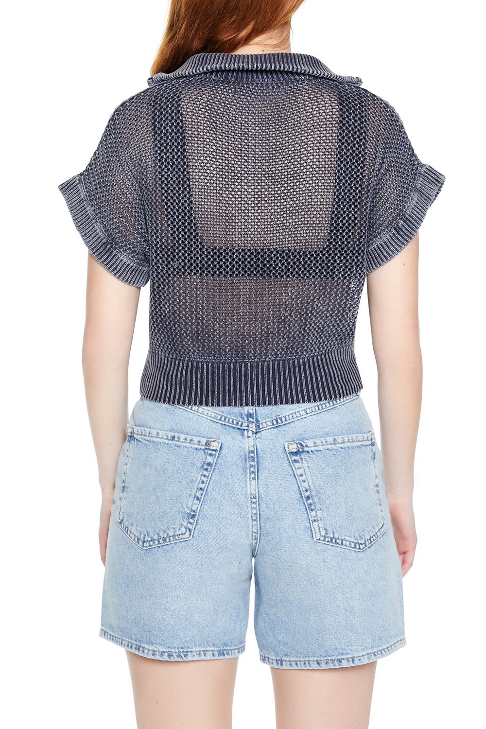 Sweater-Knit Netted Pullover