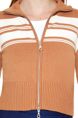 Striped Zip-Up Sweater