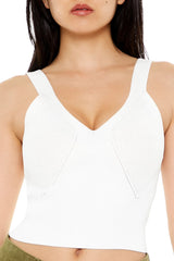 Cropped Sweater-Knit Tank Top