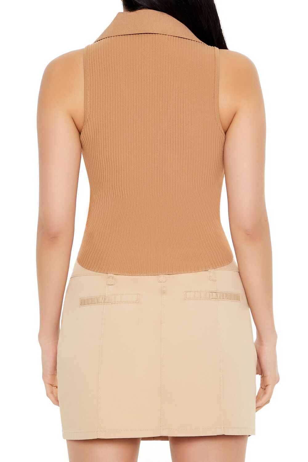 Sleeveless Sweater-Knit Crop Top