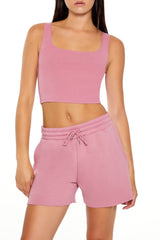 Cotton-Blend Cropped Tank Top