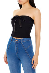 Ribbed Knit Bow Tube Top
