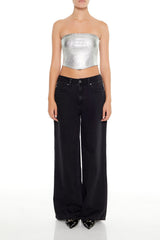 Cropped Metallic Tube Top