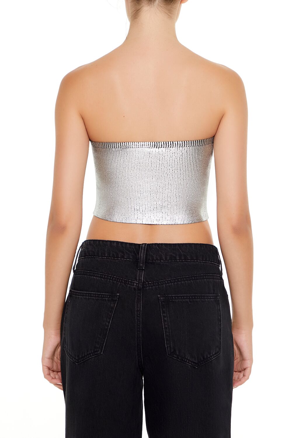 Cropped Metallic Tube Top