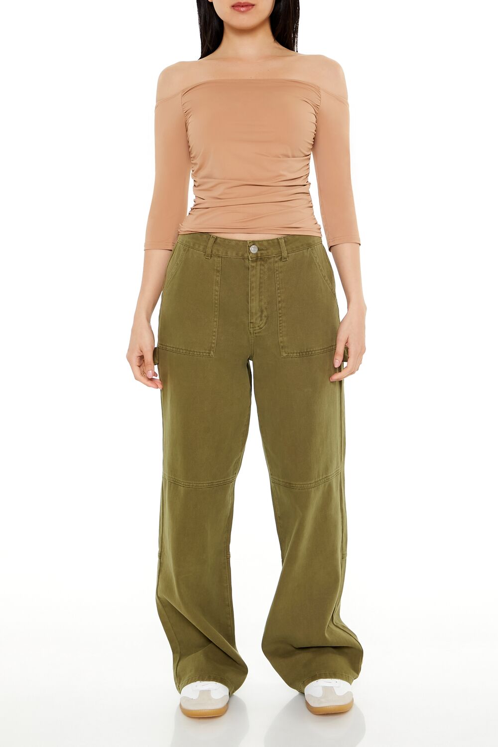Ruched Off-the-Shoulder Crop Top