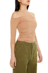 Ruched Off-the-Shoulder Crop Top