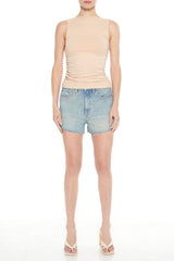 Ruched High-Neck Tank Top