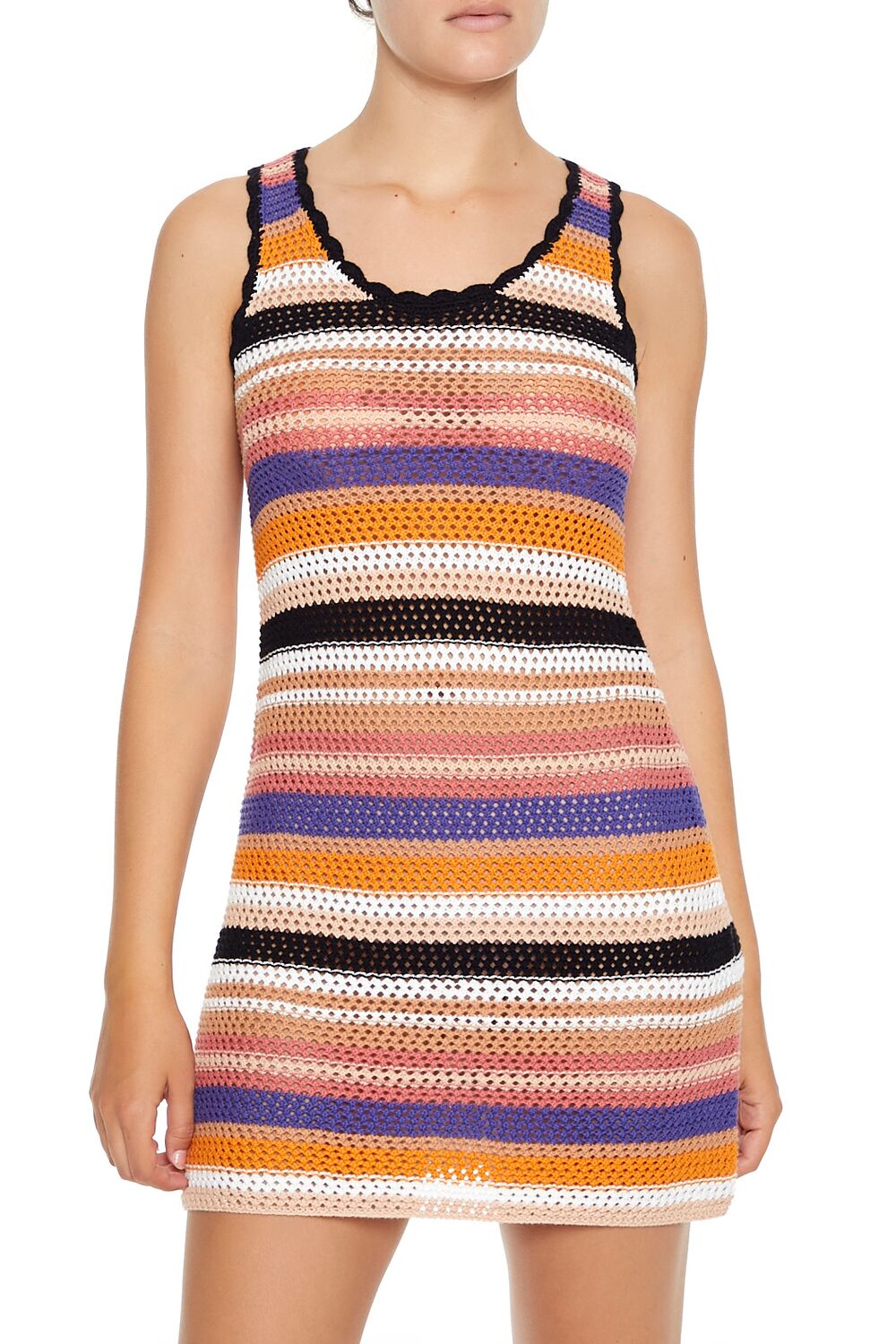 Striped Crochet Mini Tank Dress