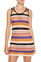 Striped Crochet Mini Tank Dress