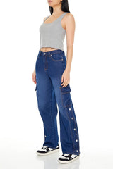 High-Rise Wide-Leg Cargo Jeans