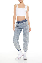 Quilted Mid-Rise Denim Joggers