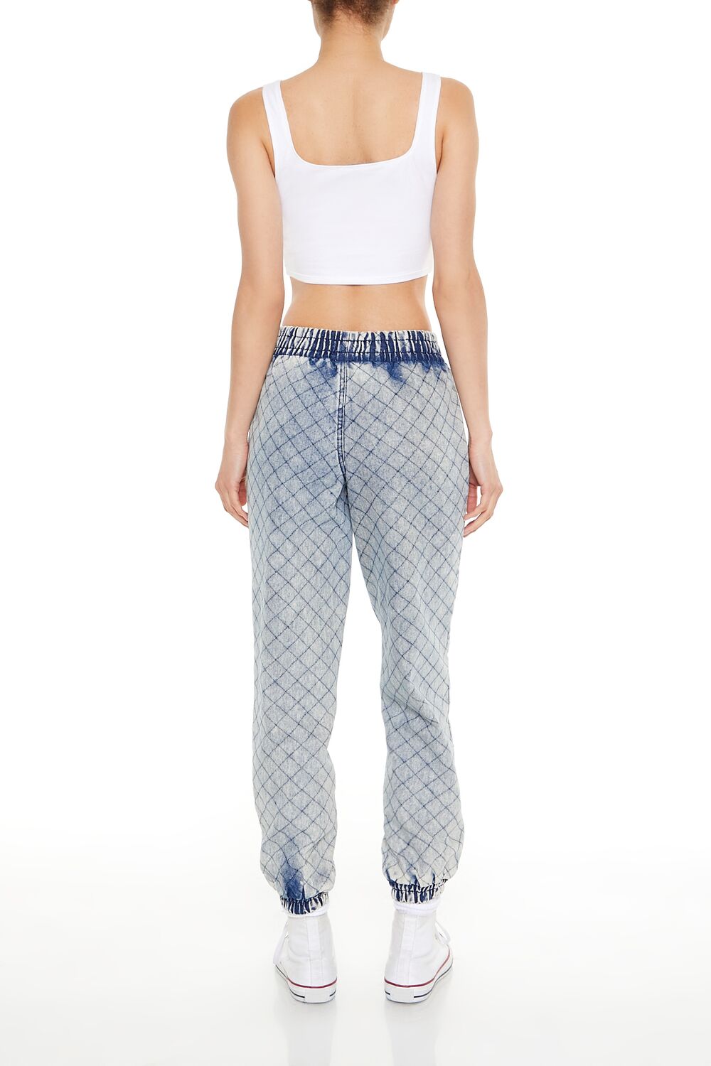 Quilted Mid-Rise Denim Joggers