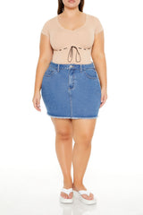 Plus Size Seamless Ribbon-Trim Bodysuit