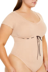 Plus Size Seamless Ribbon-Trim Bodysuit