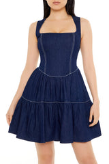 Chambray Fit & Flare Mini Dress