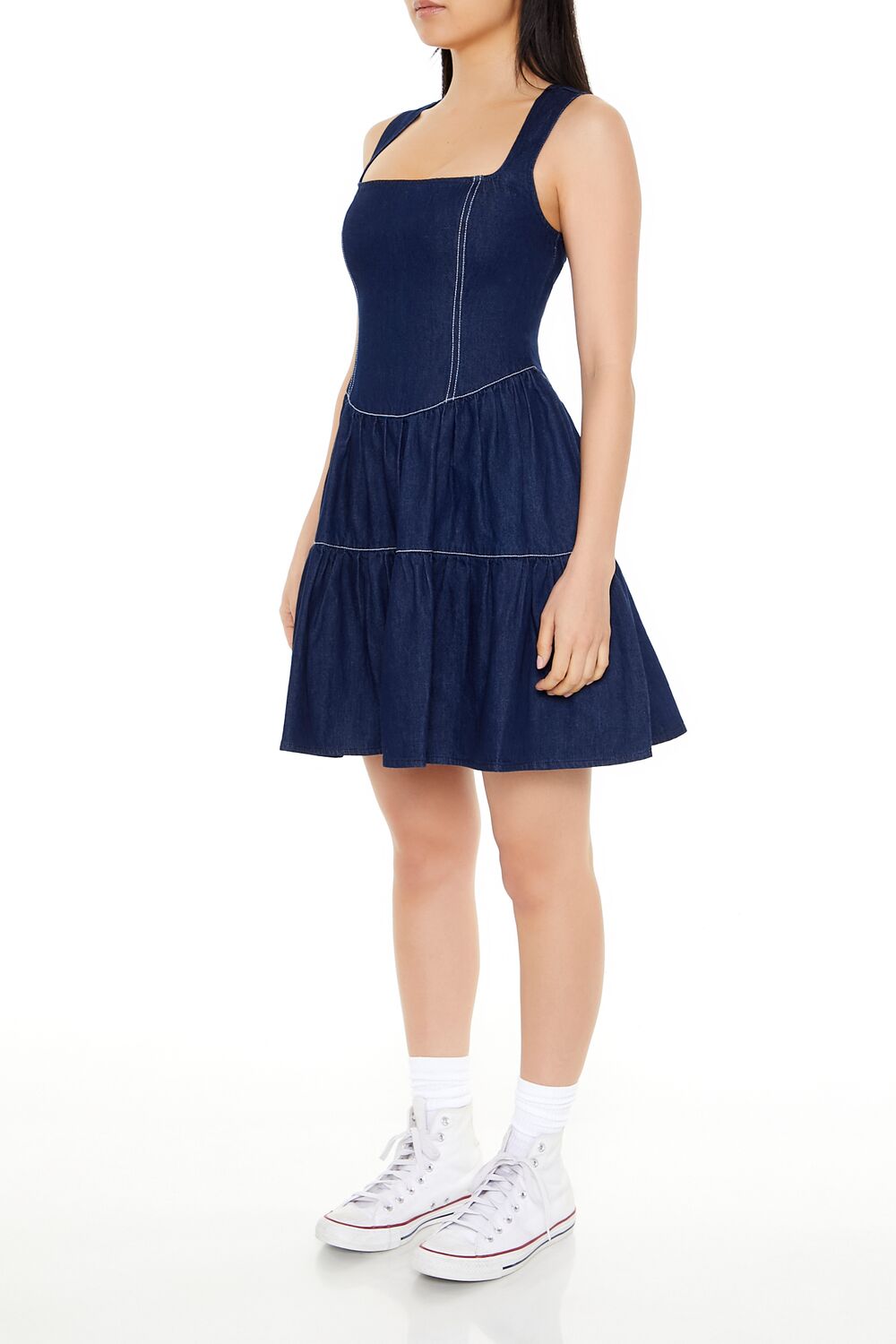 Chambray Fit & Flare Mini Dress