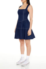 Chambray Fit & Flare Mini Dress