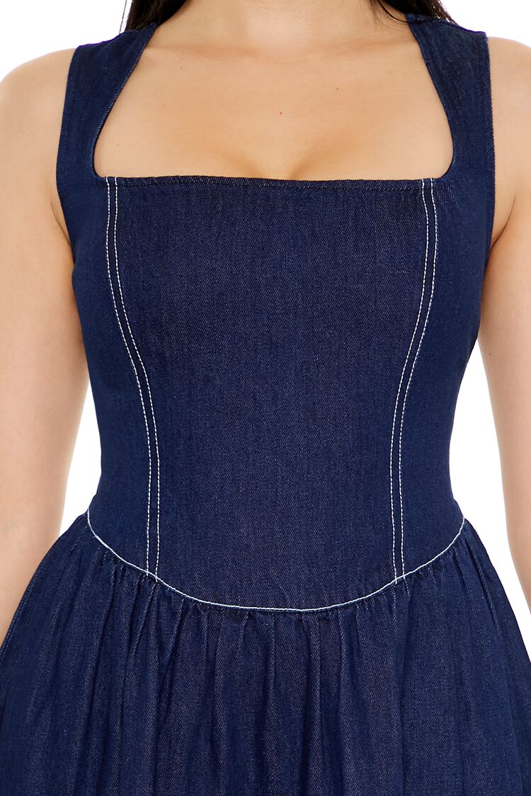 Chambray Fit & Flare Mini Dress