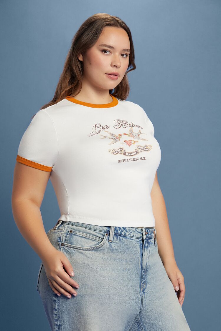 Plus Size Lee Riders Graphic Ringer Tee